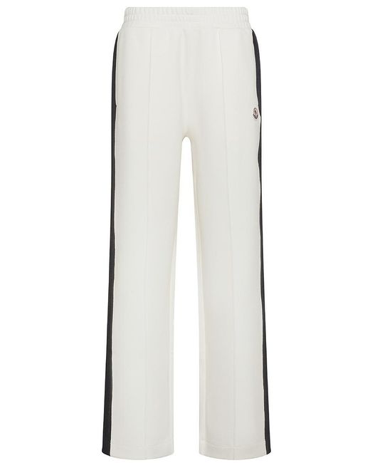 Moncler White Cotton Sports Pants With Side Stripe