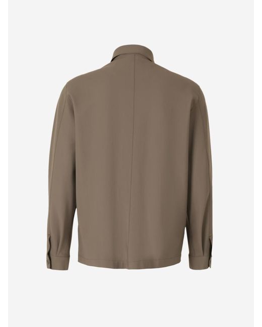 Herno Green Plain Overshirt Pockets for men