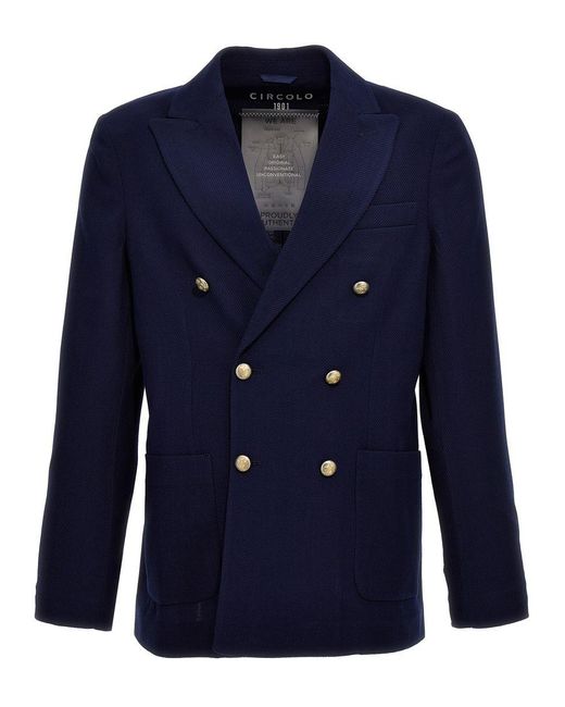Circolo 1901 Blue Virgin Wool Double-Breasted Jacket for men