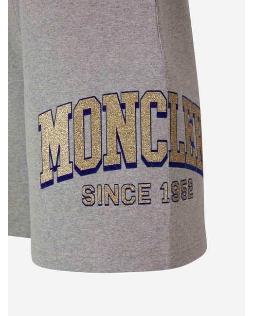 Moncler Gray Shiny Logo Bermuda Shorts for men