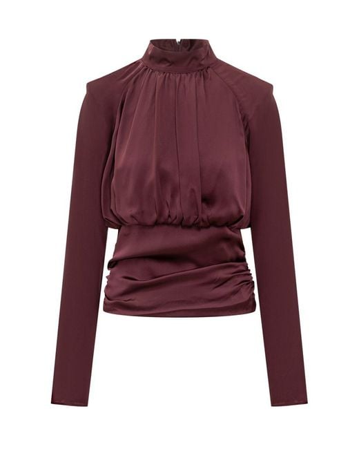 ROTATE BIRGER CHRISTENSEN Red Rotate Satin Blouse