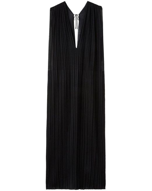 Jil Sander Black Silk Pleated Dress