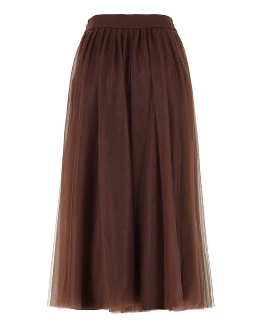 Fabiana Filippi Brown Midi Tulle Skirt
