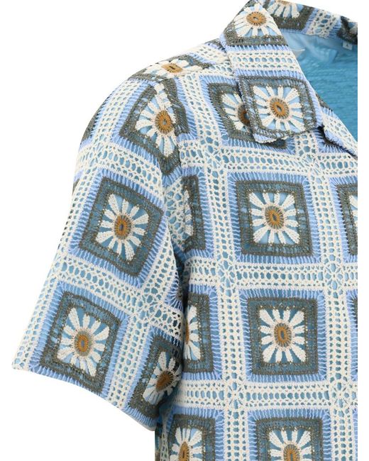 NN07 Blue "julio Crochet" Shirt for men