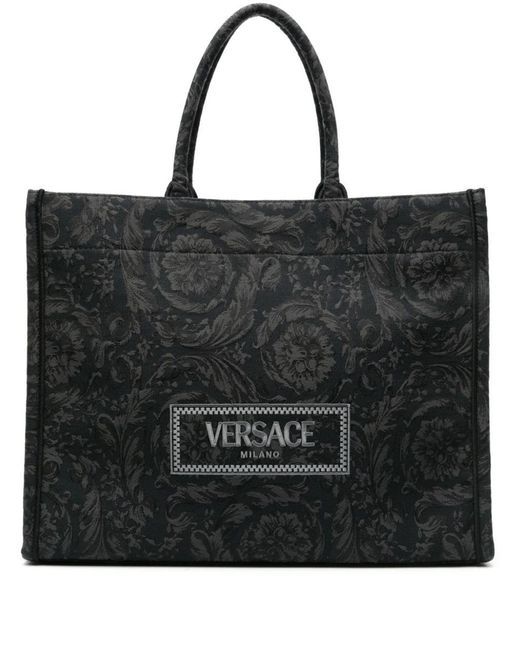 Versace Black Baroque Athena Tote Bag for men