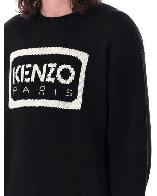 KENZO Black Bicolor Paris Jumper for men