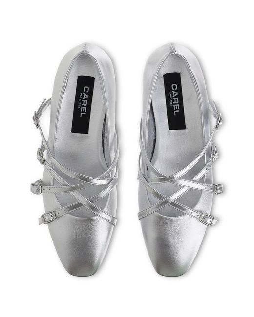 CAREL PARIS Gray Eloise Leather Ballet Flats