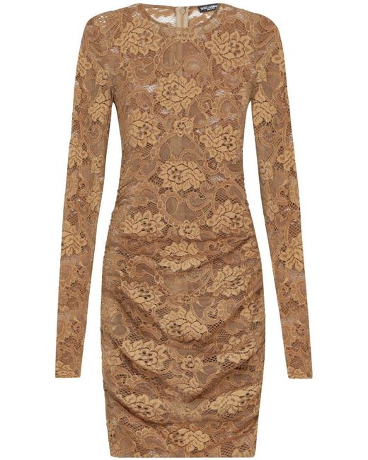 Dolce & Gabbana Natural Floral Lace Dress