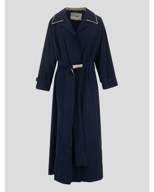 OMBRA MILANO Blue Ombra Double Trench Jacket