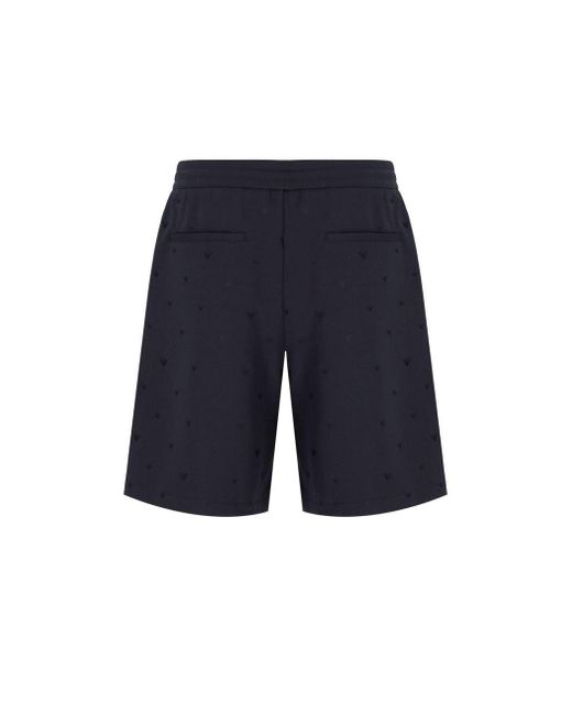 Emporio Armani Blue Monogram Bermuda Shorts for men