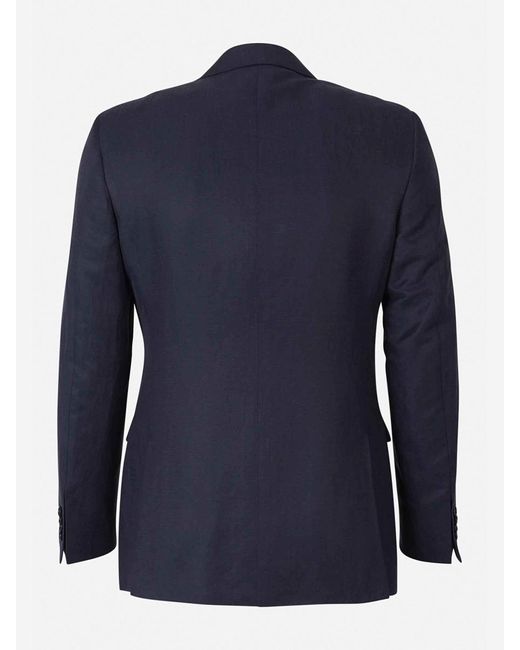 Canali Blue Linen And Silk Blazer for men