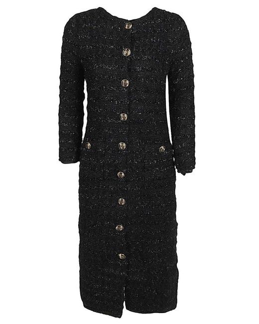 Balenciaga Black Wool Midi Buttoned Dress