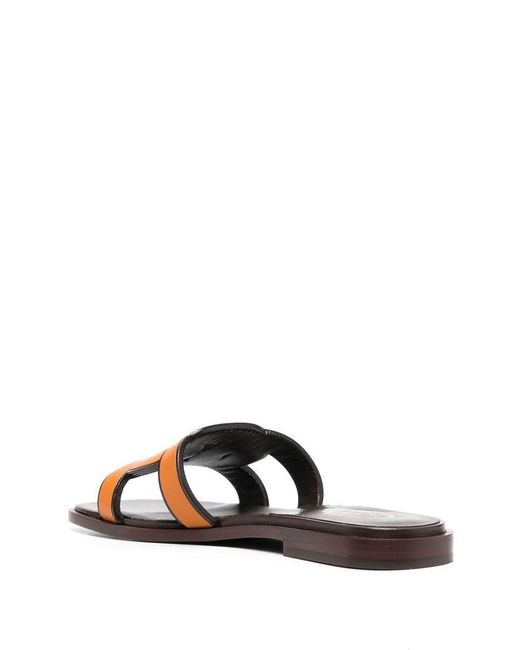 Tod's Brown Cut-out Leather Slides