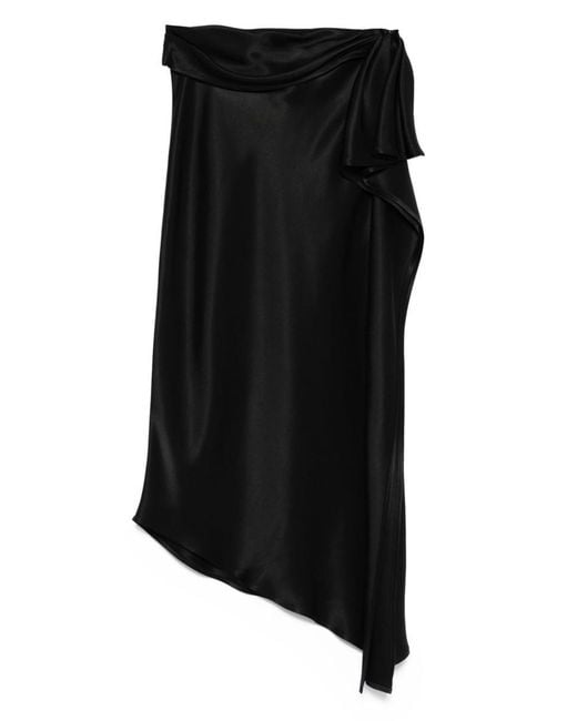 Pinko Black 'Carambola' Asymmetrical Midi Skirt