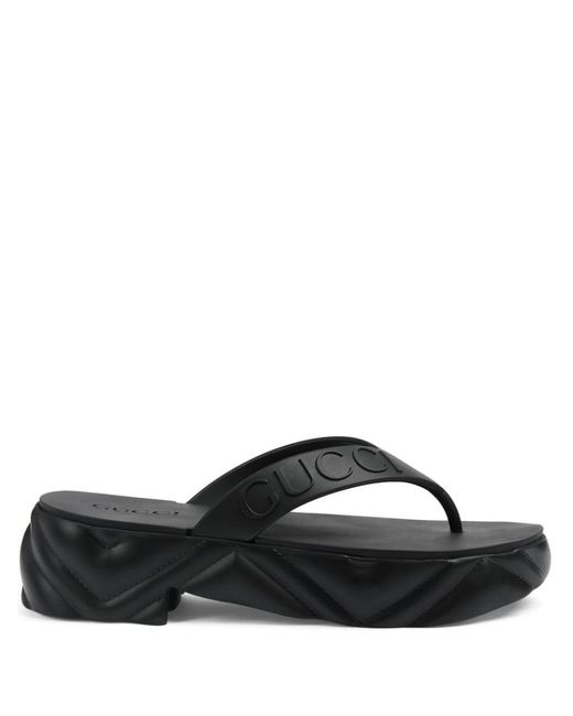 Gucci Black Logo Rubber Platform Sandal
