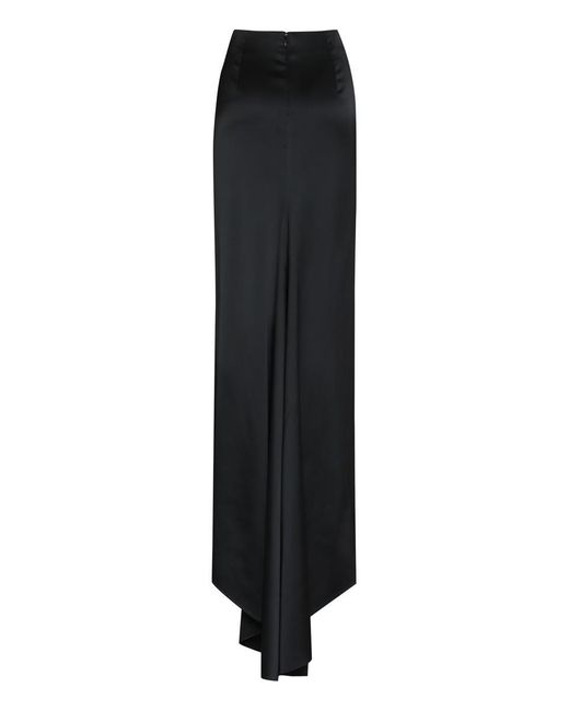 Balenciaga Black Satin Skirt With Train