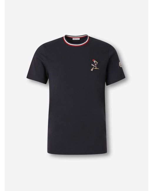 Moncler Black Round Neck T-Shirt for men