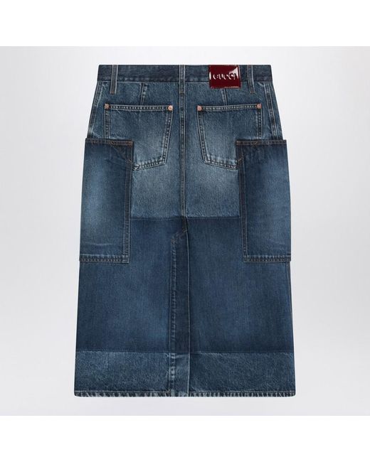 Gucci Blue Patchwork Mini Denim Skirt