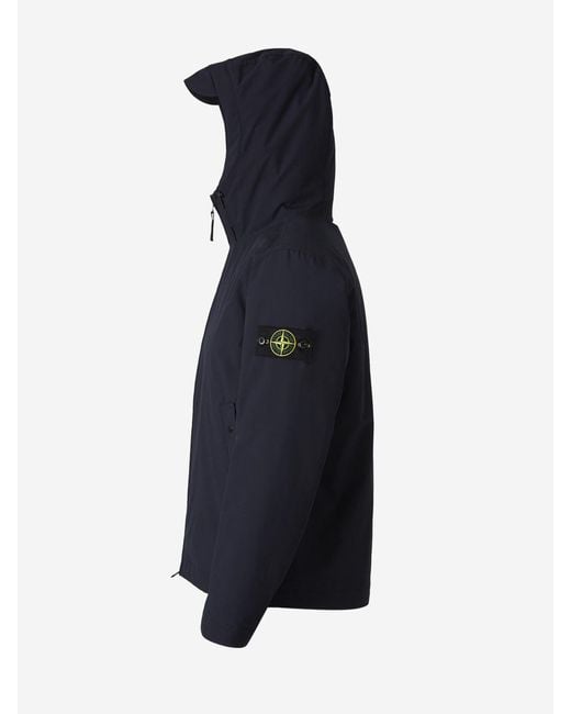 Stone Island Blue Technical Hooded Jacket for men