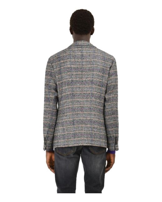 Manuel Ritz Gray Grey Prince Of Wales Single Breasted Jacket for men