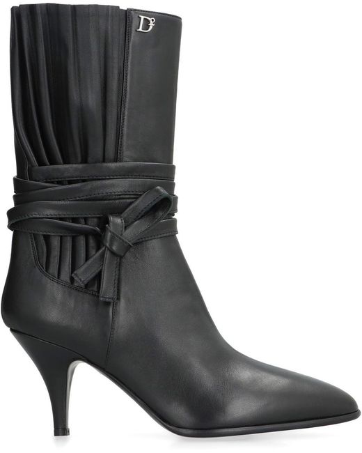 DSquared² Black Leather Ankle Boots