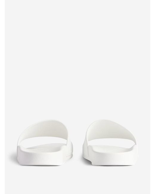 Balenciaga White Slide Logo Flip Flops for men