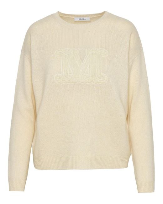 Max Mara Ivory Cashmere Aster Sweater in White | Lyst