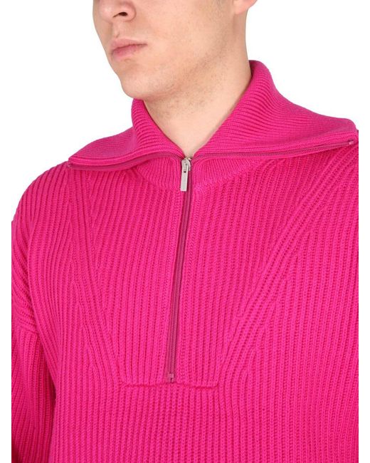 Drole de Monsieur Pink Ribbed Sweater. for men