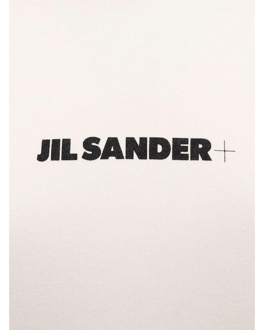 Jil Sander White Cotton Hoodie With Logo Print