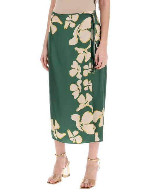 Raquel Diniz Green "floral Silk Wrap Skirt Wendy"