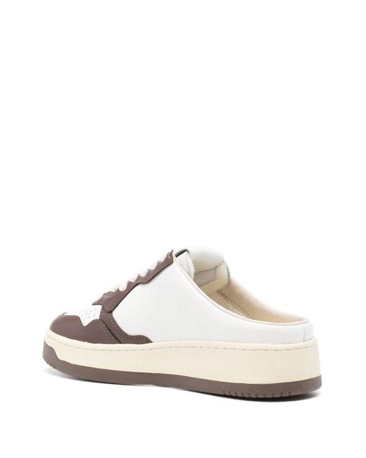 Autry White 'medalist' Low Mule In Panelled Leather