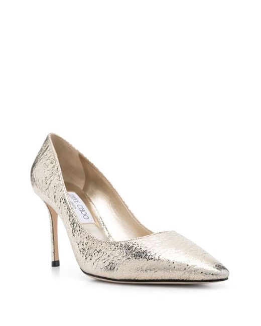 Jimmy Choo White Cracked Effect Leather Mini Romy Pumps 85