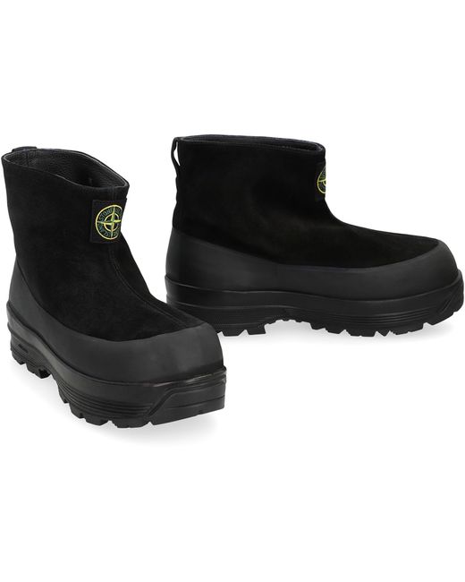Stone Island Black Suede Ankle Boots for men