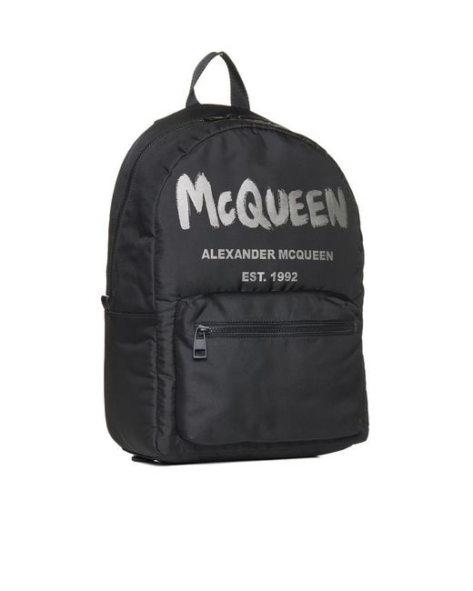 Alexander McQueen Black Metropolitan Nylon Backpack for men