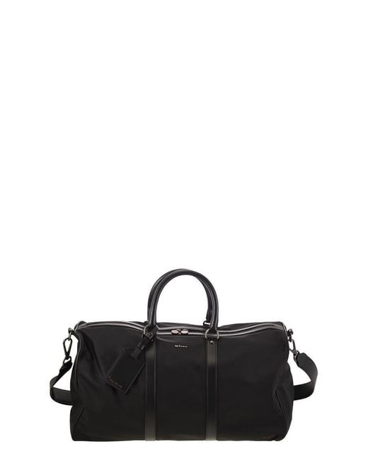 Kiton Black Duffel Bag With Leather Inserts for men