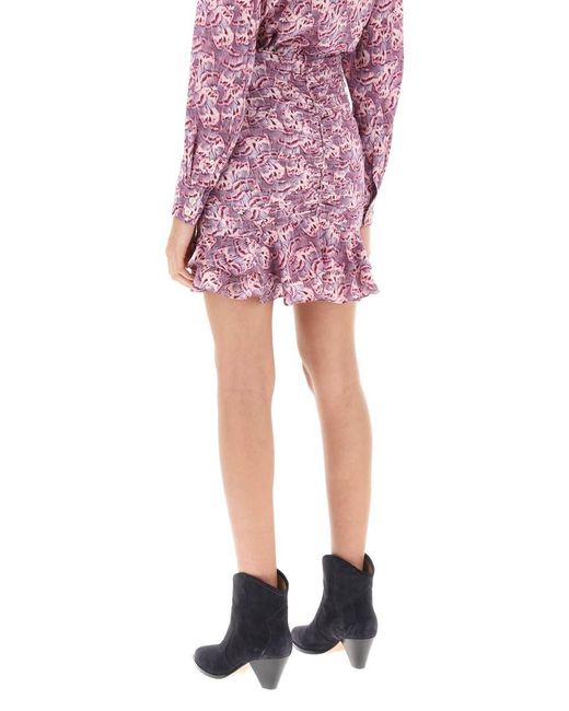 Isabel Marant Pink Milendi Gathered Mini Skirt With Ruuffles