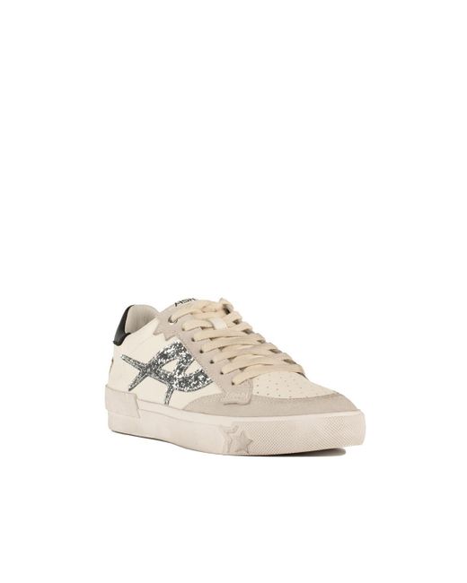 Ash Natural Smooth Leather And Suede Sneakers With Detailing