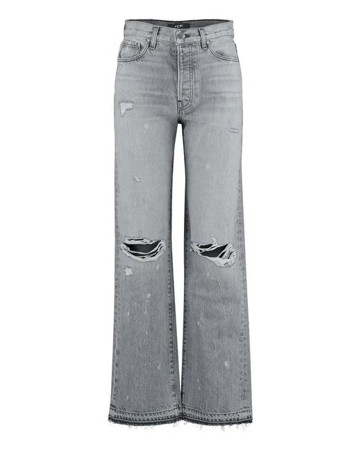 Amiri Gray 5-pocket Straight-leg Jeans