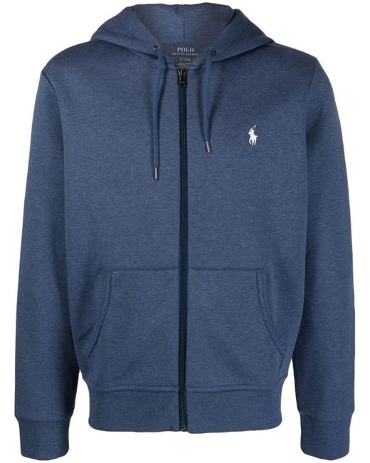 Polo Ralph Lauren Blue Polo Pony-embroidered Zip-up Hoodie for men