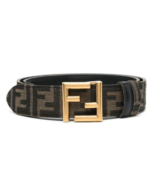 Fendi Black Neutral Ff Reversible Leather Belt