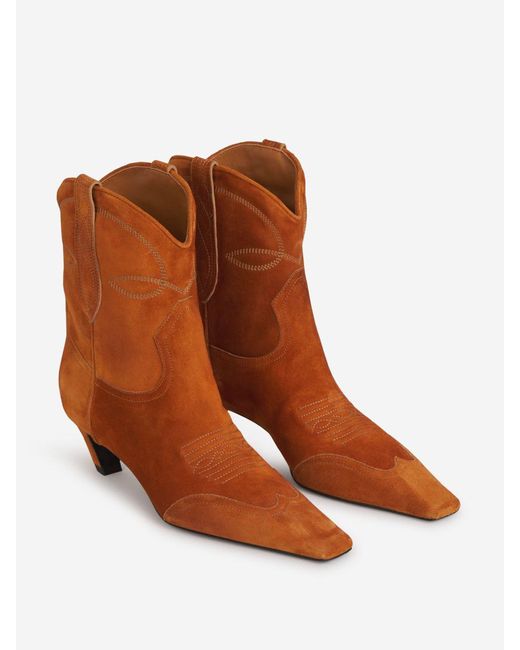 Khaite Brown Suede Leather Dallas Boots