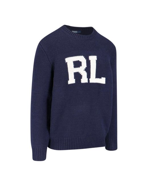 Polo Ralph Lauren Blue Rl Wool Inlay Sweater for men