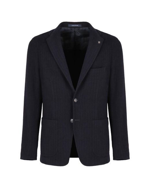 Tagliatore Black Single-Breasted Two-Button Jacket for men
