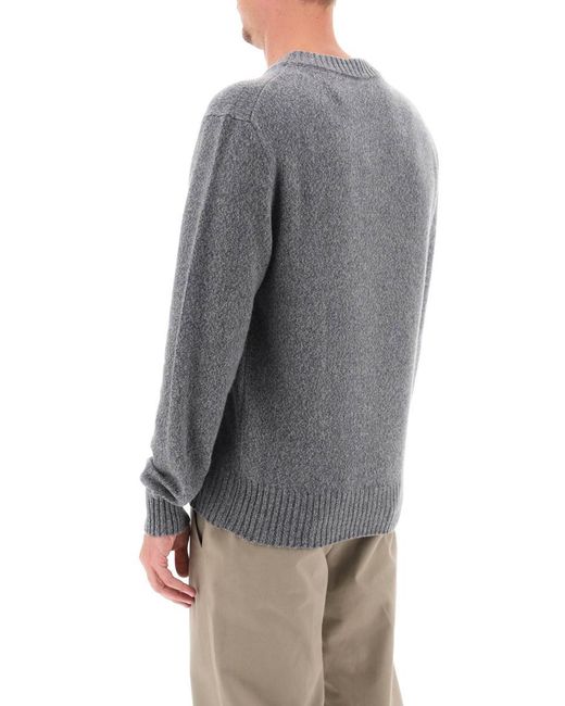 AMI Gray Cashmere And Wool Sweater for men