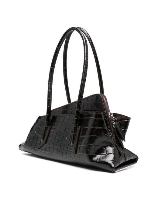 The Attico Black La Passeggiata Small Leather Shoulder Bag