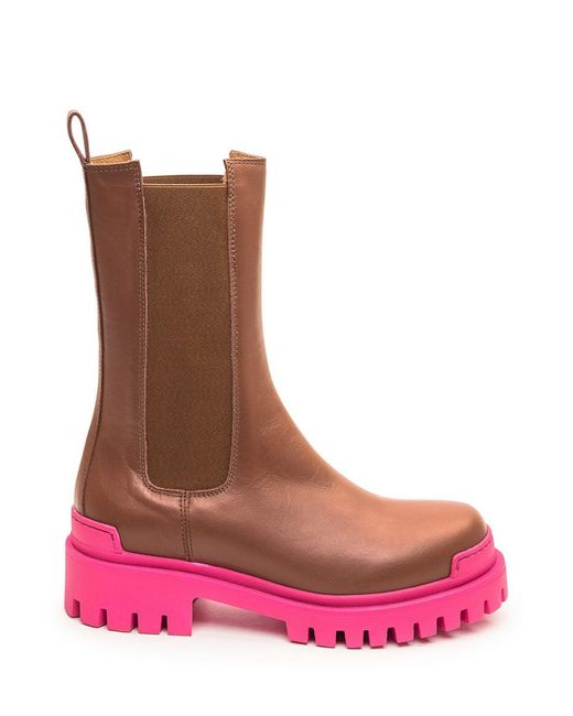Ennequadro Pink Boots With Textile Inserts