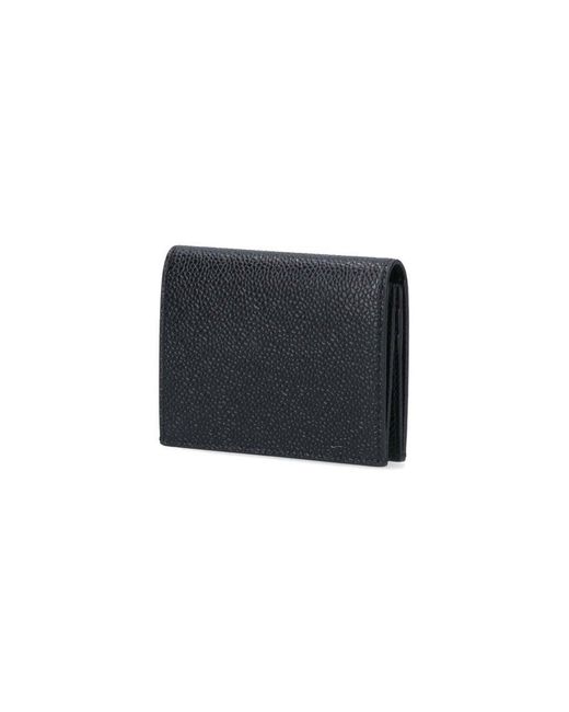 Thom Browne Black Leather Bifold Wallet for men