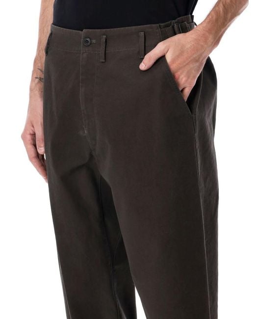 Lemaire Black Heavy Cotton Twill Carrot Pants for men