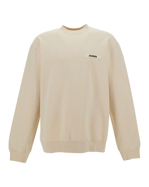 Jacquemus White 'Le Sweatshirt Gros-Grain' Sweatshirt With Logo Patch for men