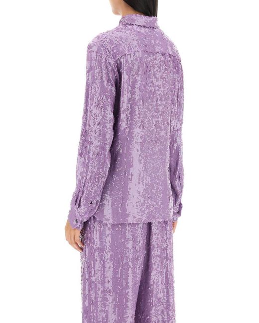 Dries Van Noten Purple Chowy Sequined Shirt
